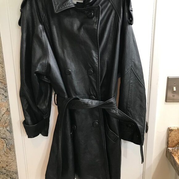 Renaissance La Nouvelle Black Leather Trench Coat, size M - Picture 1 of 5